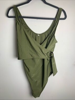 Mama Licious Olive Green One-Piece Swimsuit with Buckle Detail